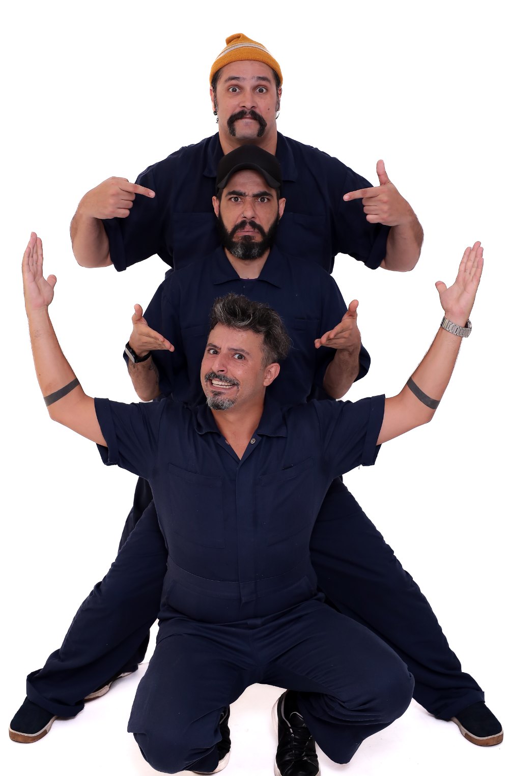 Rick Minervino, André Pateta e Tuca Graça em estúdio